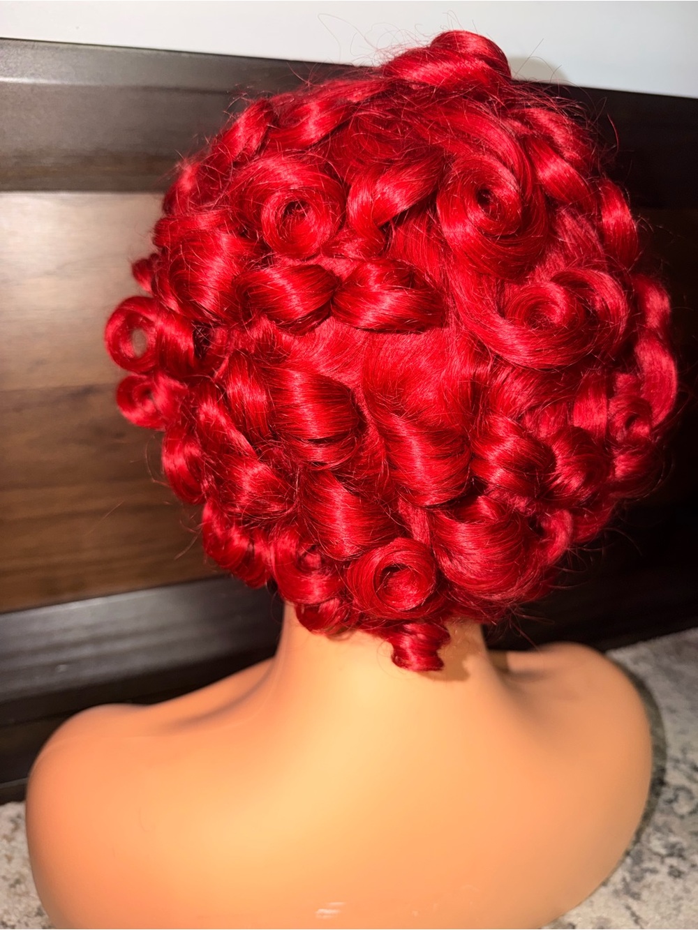 Bright Red Short Curly Wig - Women Hair